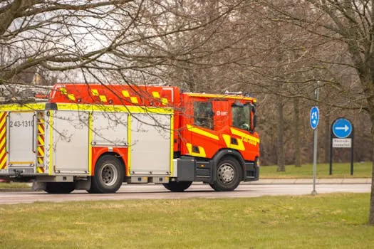 Camions de pompiers sur les lieux d'un accident près de la M25