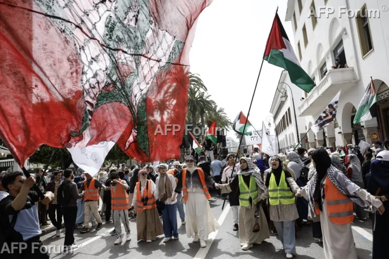 Des Marocains manifestent à Rabat pour les Palestiniens contre une loi israélienne