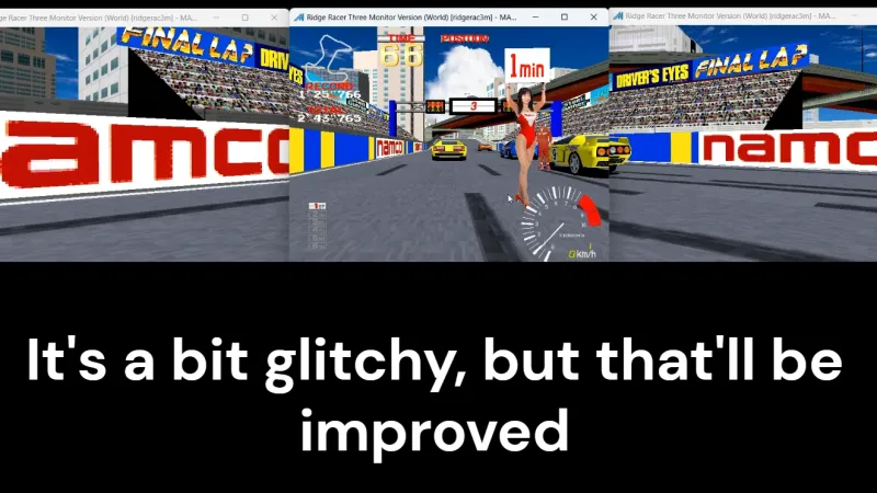 Émulation de la borne d'arcade Ridge Racer à trois écrans
