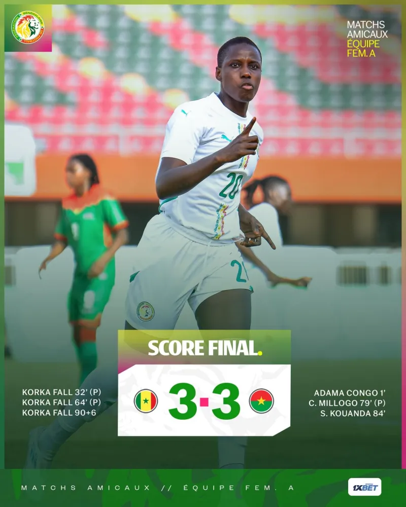 Match nul Sénégal-Burkina Faso (3-3) en amical féminin